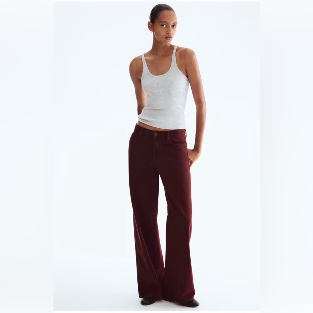Classic Burgundy High-Rise Wide Leg Women's Jeans